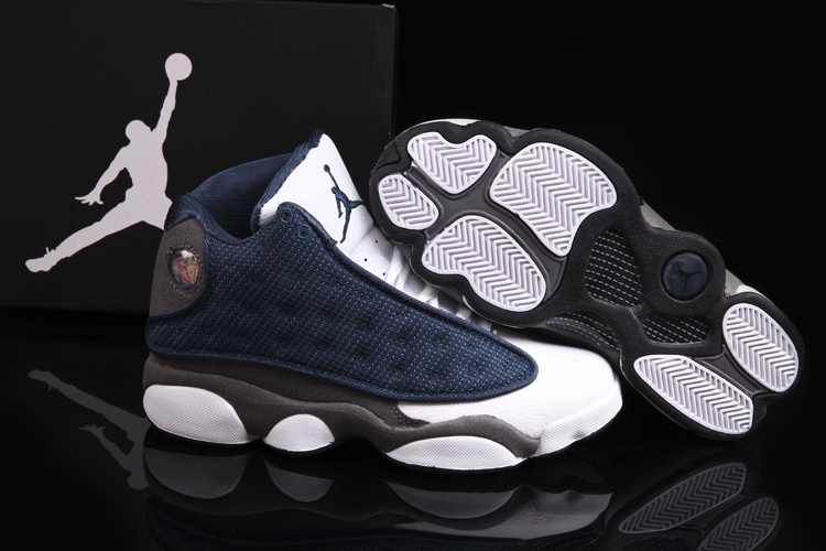 Air Jordan 13 Women Shoes Dark Blue/White Online